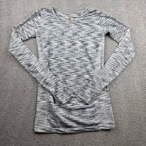 Climawear Women's Space Dye Seamless Long Sleeve Athletic Top Black White Large